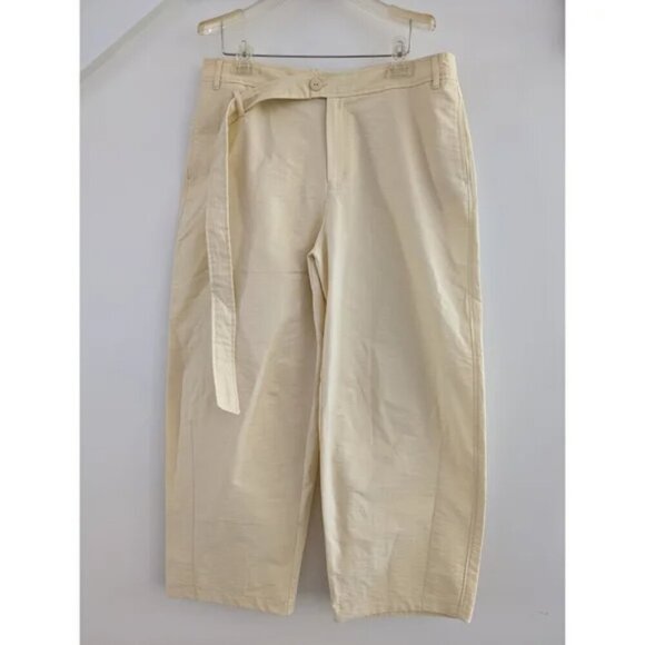 ZARA BUTTER YELLOW BELTED BARREL PANTS - Picture 5 of 5